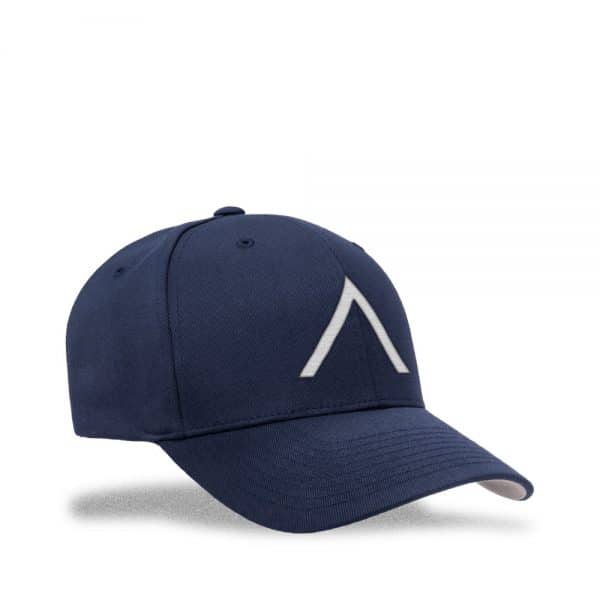 Angle view of Elevate Coffee fitted baseball cap