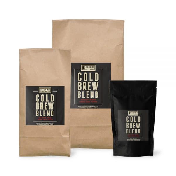 Cold Brew Blend coffee bags in 12 oz., 2 lbs. and 5 lbs.